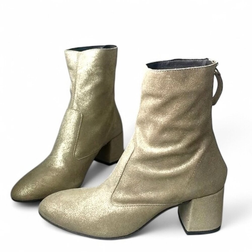 NWT BOCAGE Mariana Leather Ankle Boot in Platinum Size 7 (EU 38)